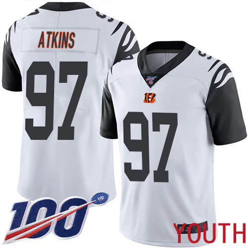 Cincinnati Bengals Limited White Youth Geno Atkins Jersey NFL Footballl #97 100th Season Rush Vapor Untouchable